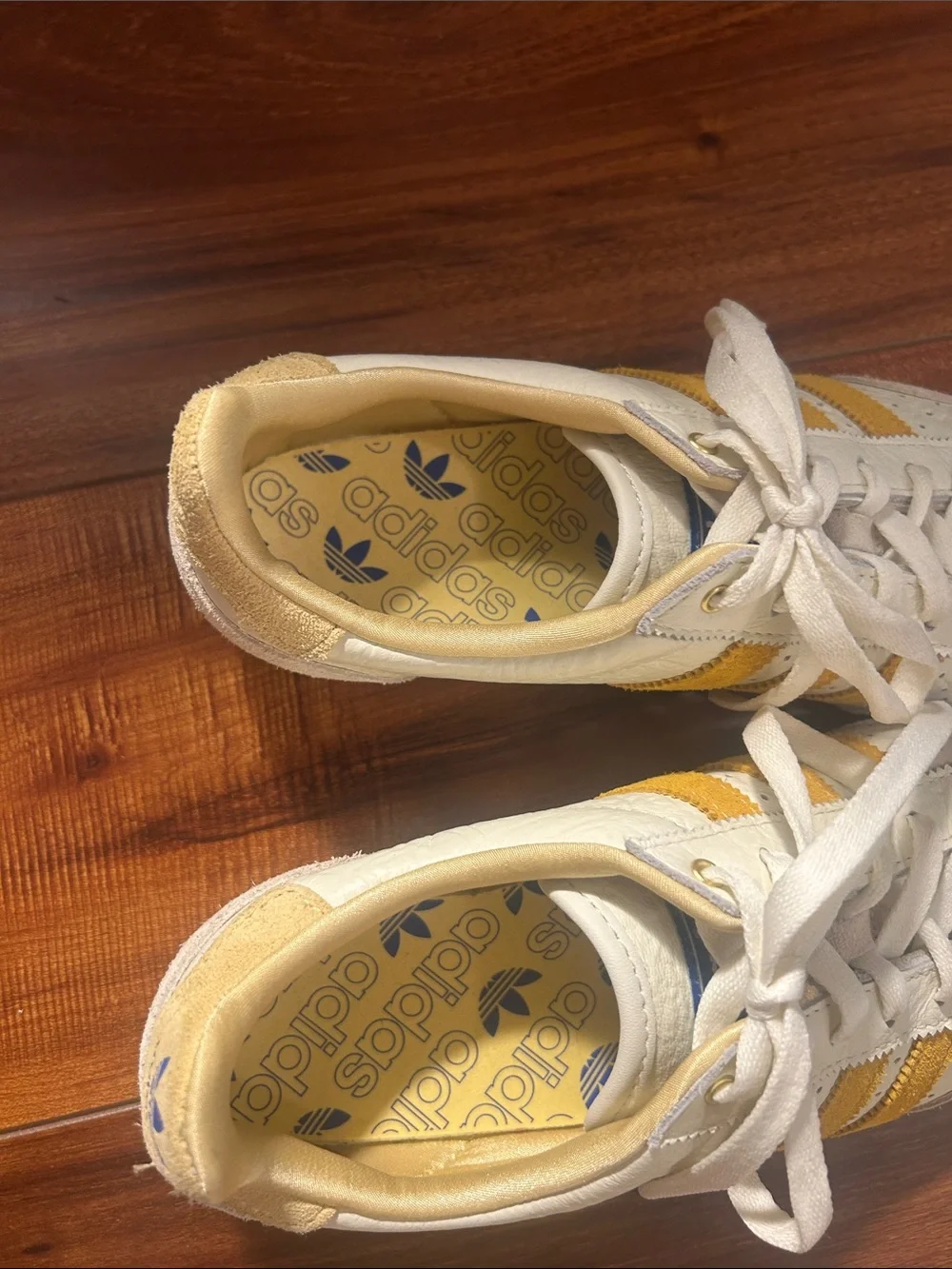 adidas White and Yellow Retro Style Sneakers